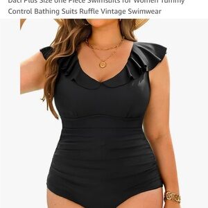 Black Ruffle One-Piece Swimsuit